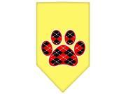 Mirage Pet Products 66 111 LGYW Argyle Paw Red Screen Print Bandana Yellow Large