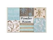 Stupell Industries WRP 930 Powder Room Aqua Brown Patchwork Rect Wall Plaque