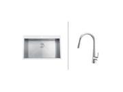 Ruvati RVC2392 Stainless Steel Kitchen Sink and Chrome Faucet Set