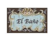 Stupell Industries WRP 238eb El Bano Blue Brown Crest Top Rect Wall Plaque
