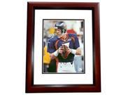 John Elway Autographed Denver Broncos 8X10 Action Photo Mahogany Custom Frame Super Bowl Xxxii