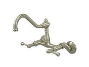 Kingston Brass KS3228BL Double Handle Wall Mount Kitchen Faucet