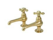 Twin Handle Basin Faucet Set in Polished Brass by Kingston Brass