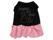 Mirage Pet Products 58 38 LGBKPK Snowmans Best Friend Rhinestone Dress Black with Pink Lg 14