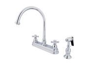 Kingston Brass KB3751AXBS Two Handle 8 in. Kitchen Faucet with Brass Sprayer