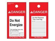 Morris Products 21526 Lockout Tags Do Not Energize With Clear Photo Flap Pack Of 5