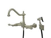 Kingston Brass KS1248ALBS 8 in. Center Wall Mount Kitchen Faucet With Wall Mounted Side Sprayer