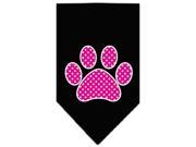 Mirage Pet Products 66 105 LGBK Pink Swiss Dot Paw Screen Print Bandana Black Large