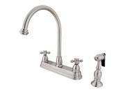Kingston Brass KB3758AXBS Two Handle 8 in. Kitchen Faucet with Brass Sprayer