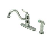 Kingston Brass KB1571PL Single Handle Kitchen Faucet With Non Metallic Sprayer