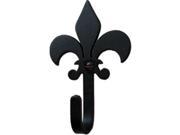 Village Wrought Iron WH 121 S Fleur de Lis Wall Hook Small Black