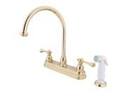 Kingston Brass KB3752BL Two Handle 8 in. Kitchen Faucet with White Non Metallic Sprayer