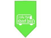 Mirage Pet Products 66 93 SMLG I ride the short bus Screen Print Bandana Lime Green Small