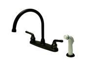 Kingston Brass KB795 Double Handle Goose Neck Kitchen Faucet with White Side Sprayer