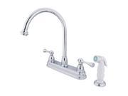 Kingston Brass KB3751BL Two Handle 8 in. Kitchen Faucet with White Non Metallic Sprayer