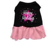 Mirage Pet Products 57 40 XXLBKPK Scribble Happy Holidays Screen Print Dress Black with Pink XXL 18
