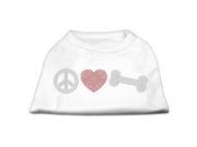 Mirage Pet Products 52 62 SMWT Peace Love and Bone Rhinestone Shirt White S 10