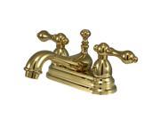 Kingston Brass KS3602AL Two Handle 4 in. Centerset Lavatory Faucet with Brass Pop up