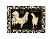 Stupell Industries KWP 958 Cream Roosters Black Background Rect Wall Plaque