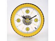Maples Clock LZXC 16 YL Aluminum Bicycle Wheel with Rubber Tire Wall Clock Yellow