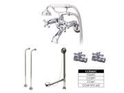 Kingston Brass CCK265C Vintage Wall Mount Clawfoot Tub Faucet Package in Polished Chrome