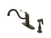 Kingston Brass KB1575PLBS Single Handle Kitchen Faucet With Brass Sprayer