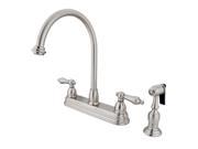 Kingston Brass KB3758ALBS Two Handle 8 in. Kitchen Faucet with Brass Sprayer