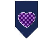 Mirage Pet Products 66 102 LGNB Purple Swiss Dot Heart Screen Print Bandana Navy Blue large