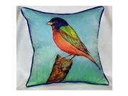Betsy Drake HJ920 Painted Bunting Art Only Pillow 18 x18