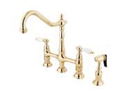 Kingston Brass KS1272PLBS 8 in. Center Kitchen Faucet With Side Sprayer