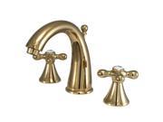 Two Handle 8 to 16 Widespread Lavatory Faucet with Brass Pop up in Polished Brass by Kingston Brass