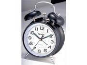 Maples Clock Q817B Desktop Double Bell Alarm Clock with 4 in. Dial in Black