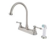 Kingston Brass KB3758TL Two Handle 8 in. Kitchen Faucet With White Sprayer