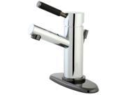 Kingston Brass NS8423DL Water Onyx single lever lavatory faucet with brass pop up chrome finish with black nickel trim