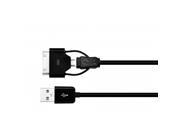 GrandMax M30P BK MFI PiggyBack 2 in 1 30 pin Micro USB Combo Cable for Apple Android Black