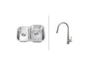 Ruvati RVC2513 Stainless Steel Kitchen Sink and Stainless Steel Faucet Set
