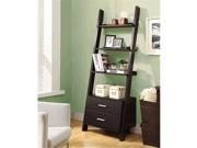Monarch Specialties I 2542 Cappuccino 69 in. Ladder Bookcase With 2 Storage Drawers