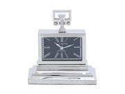 Woodland Import 27851 Nickel Plated Table Clock with Three Tiered Base