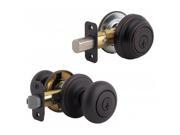 Kwikset Venetian Bronze SmartKey Single Cylinder Juno Entry Knob Deadbolt Co