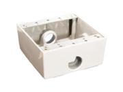 Morris Products 36222 Weatherproof Boxes Two Gang 30.5 Cubic Inch Capacity 3 Outlet Holes 0.7 5 In. White