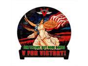 Past Time Signs HM013 V for Victory Allied Military Round Banner Metal Sign