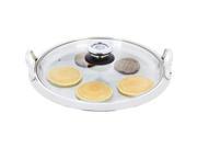 Chef KTGRID14 Chefs Secret By Maxam Large 12 element High quality Stainless Steel Round Griddle With See thru Glass Cover Glass Cover