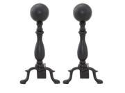 Import A 1234 Ball Andirons with Short Shank Black