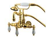 Kingston Brass CC1009T2 Wall Mount Clawfoot Tub Filler with Hand Shower