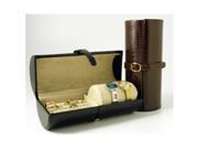 Budd Leather 544266CR 2 Croco Print Leather Travel Jewelry Roll Brown