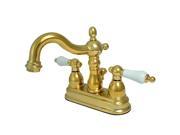 Kingston Brass KS1602PL Two Handle 4 in. Centerset Lavatory Faucet with Brass Pop up
