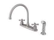 Kingston Brass KB728AXSP Double Handle Goose Neck Kitchen Faucet with Sprayer