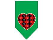 Mirage Pet Products 66 115 SMEG Argyle Heart Red Screen Print Bandana Emerald Green Small