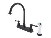 Kingston Brass KB3755TL Two Handle 8 in. Kitchen Faucet With White Sprayer