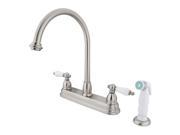 Kingston Brass KB3758PL Two Handle 8 in. Kitchen Faucet with Non Metallic Sprayer